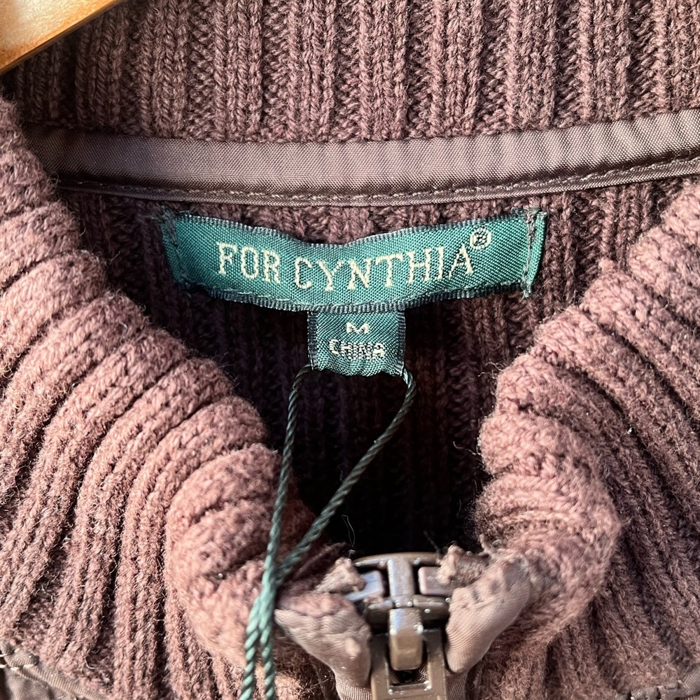 FOR CYNTHIA | NWT Brown Woven Sweater Jacket M - Picture 5 of 7